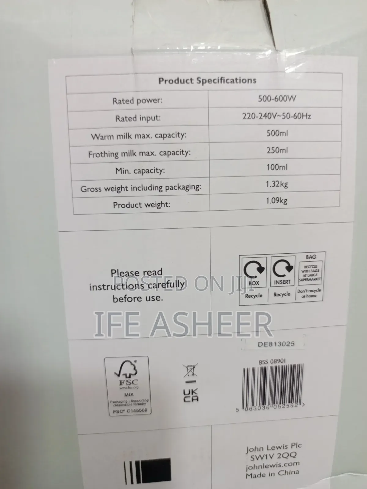 Uk Used John Lewis Milk Frother