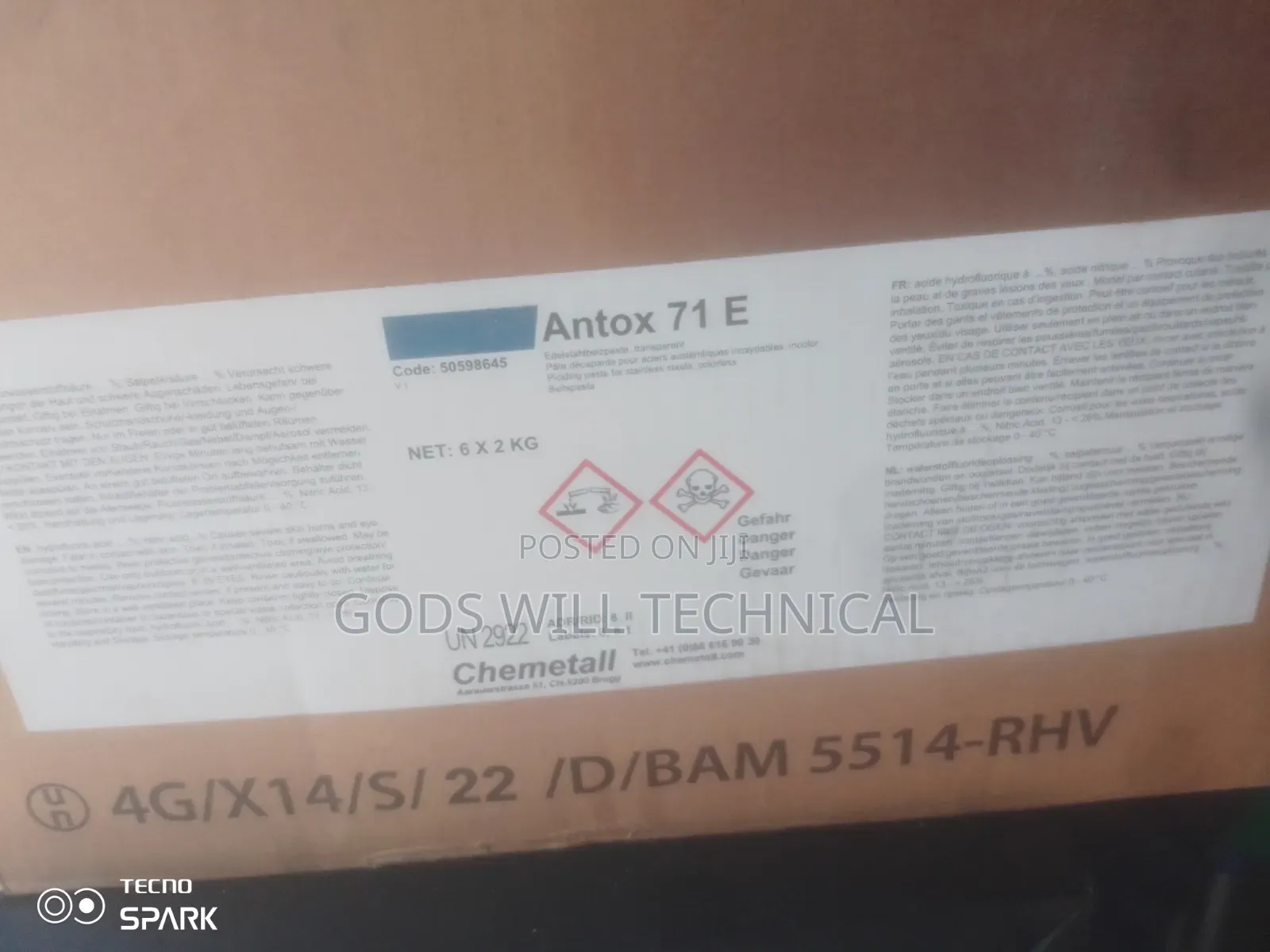 Stainless Pickling Paste/Cleaning Chemical (Antox 71 E)