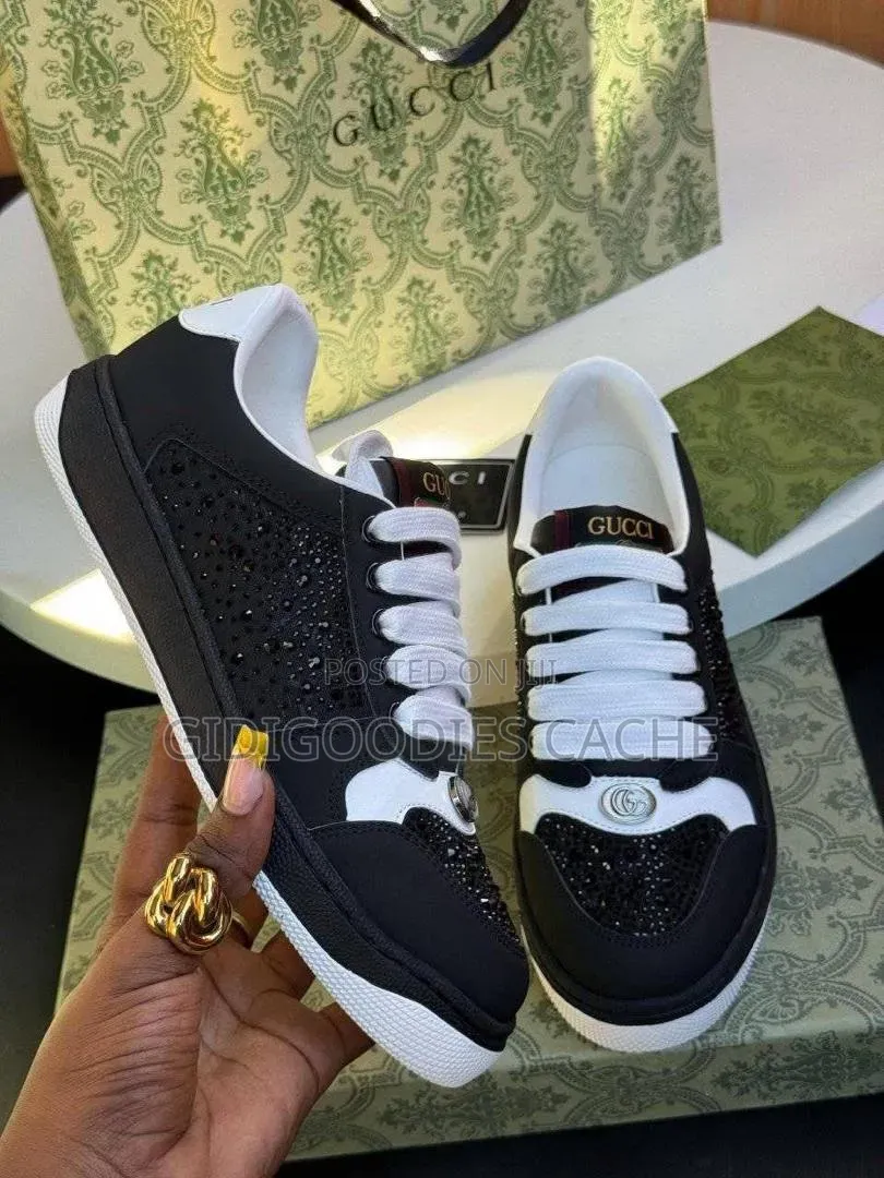 Crystal-Embellished Low-Top Sneakers
Burgundy/Black in Size 37-42