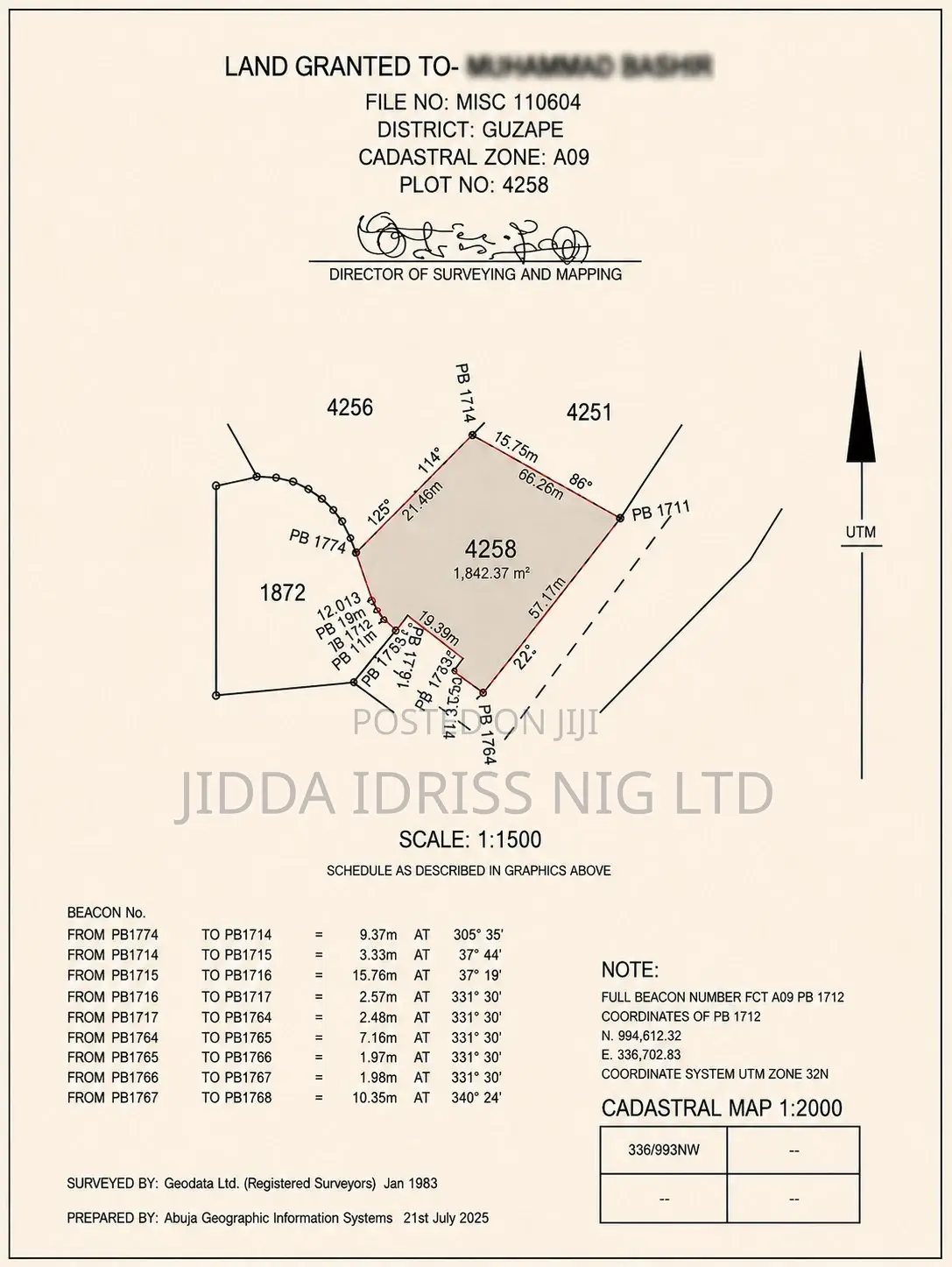 Prime Guzape Main Plot on Tarred Road – 1,842sqm