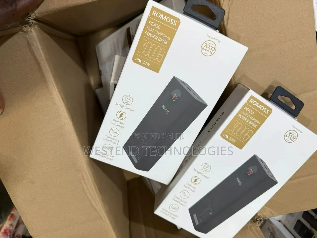 Romoss 30000mah Power Bank Pea30, Pd 30w Usb C Two-Way Fast Charging