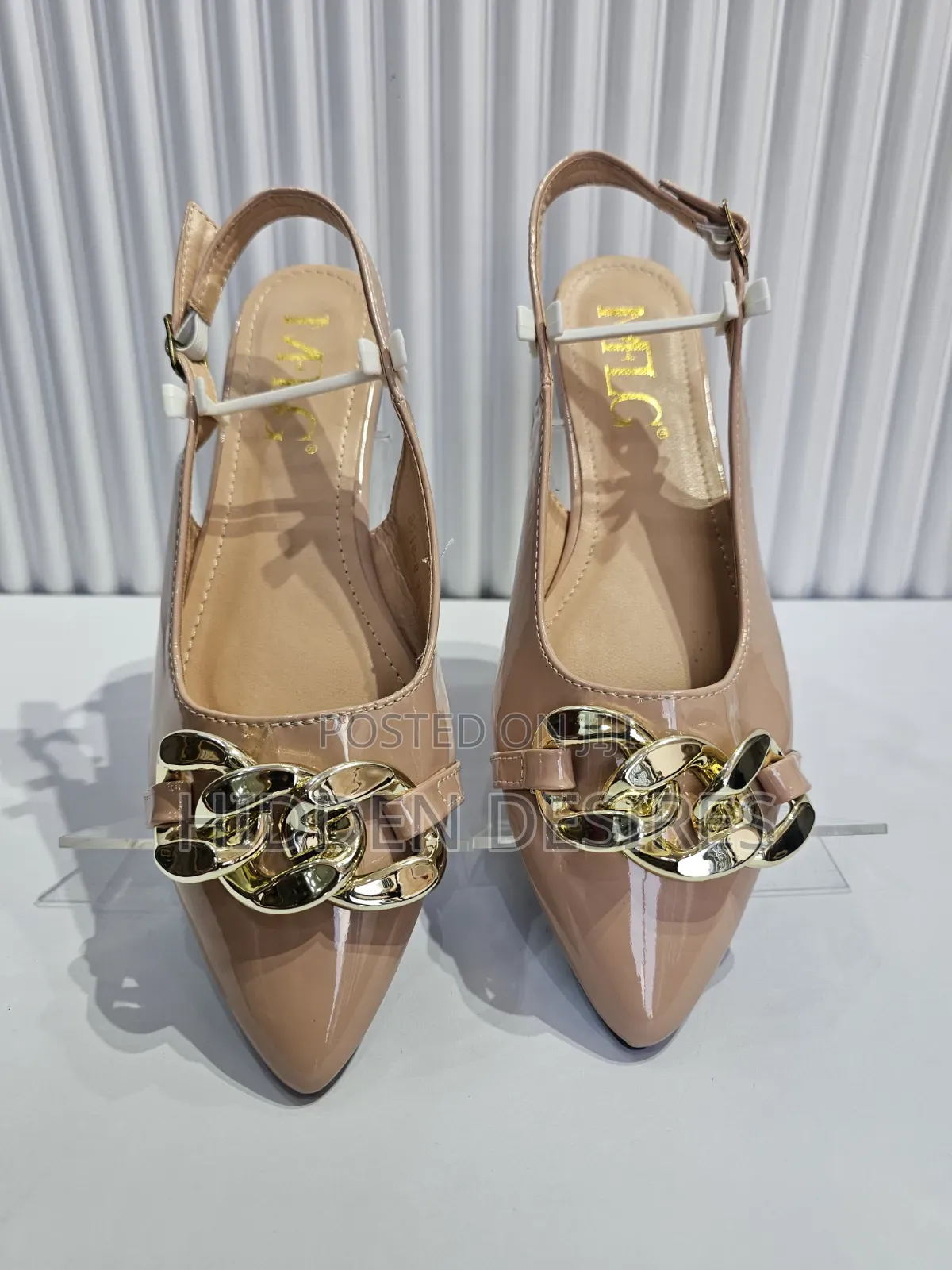 Slingback With Chain Detail- Nude