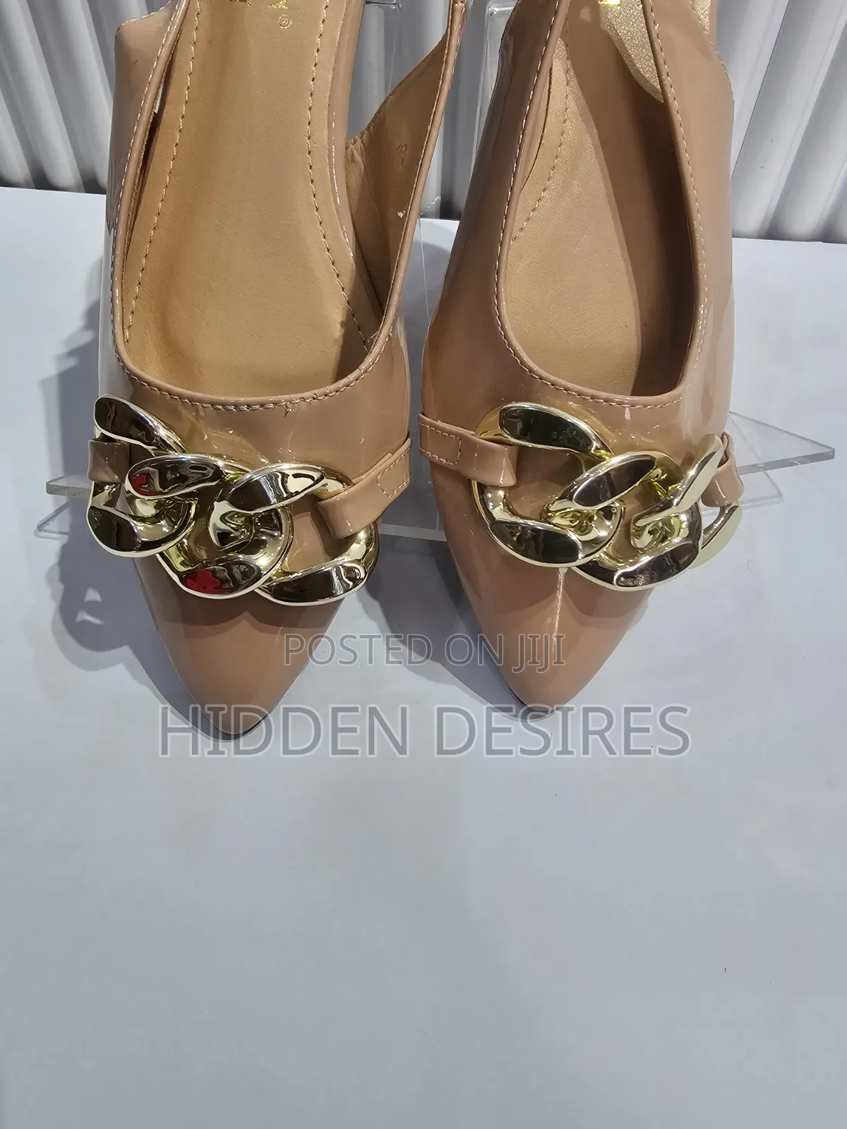 Slingback With Chain Detail- Nude