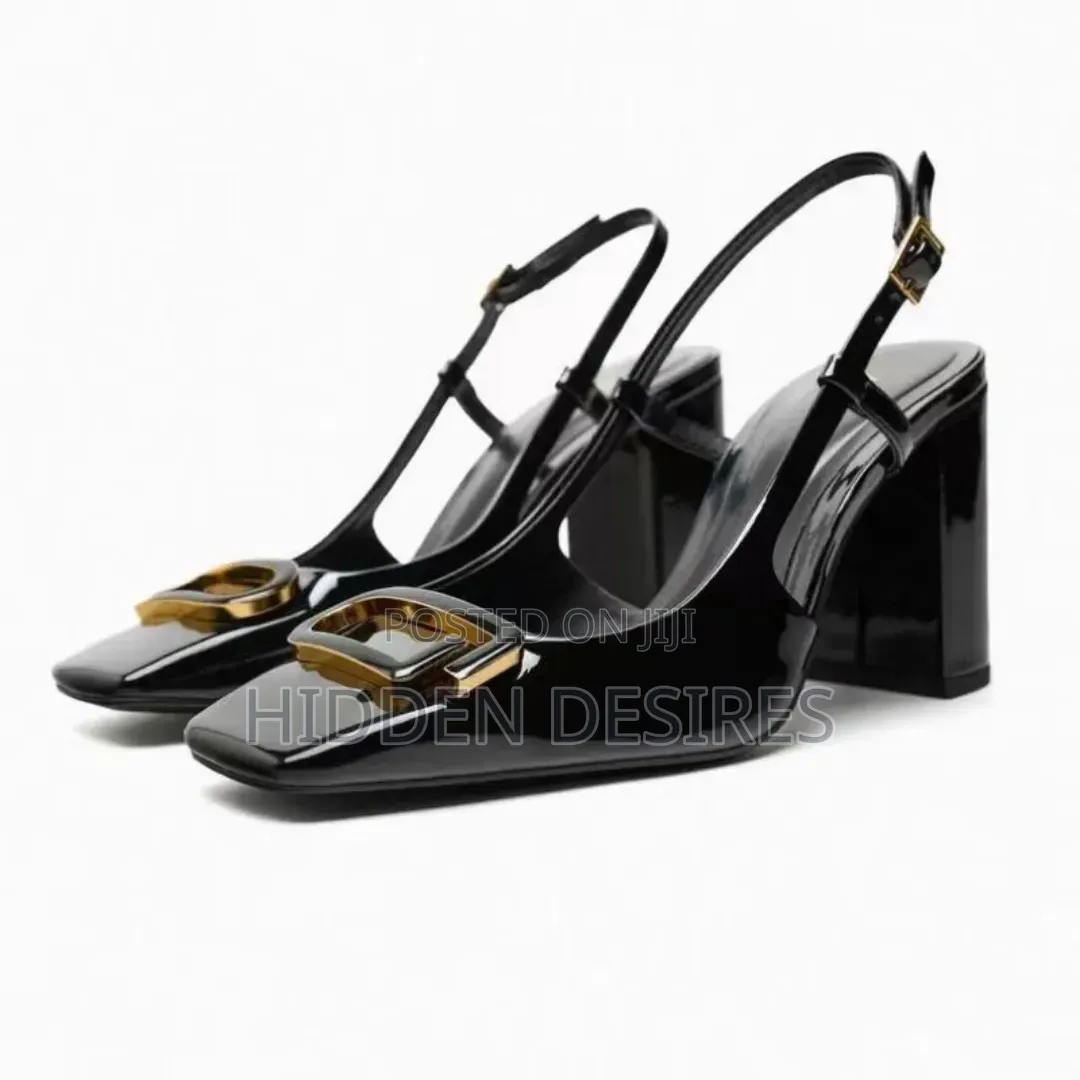 D Brooch Block Heel Slingbacks