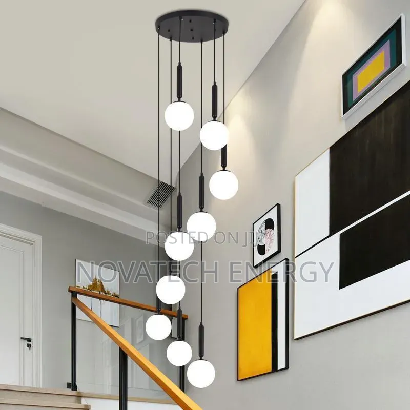 Frosted Globe Dropping Chandelier for High Ceiling Space Decoration