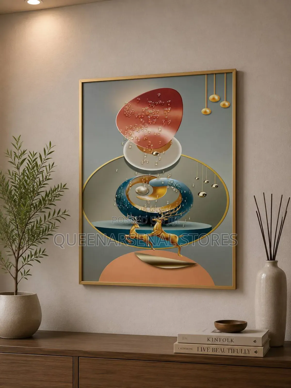Diamond Crystal Encrusted Painting With Gold Frame
-- 40cm by 50cm