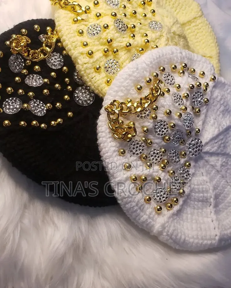 Elegant Handmade Crochet Beret (Beaded Edition)