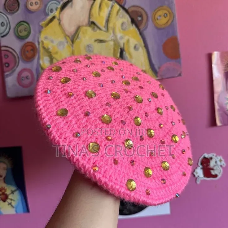 Elegant Handmade Crochet Beret (Beaded Edition)