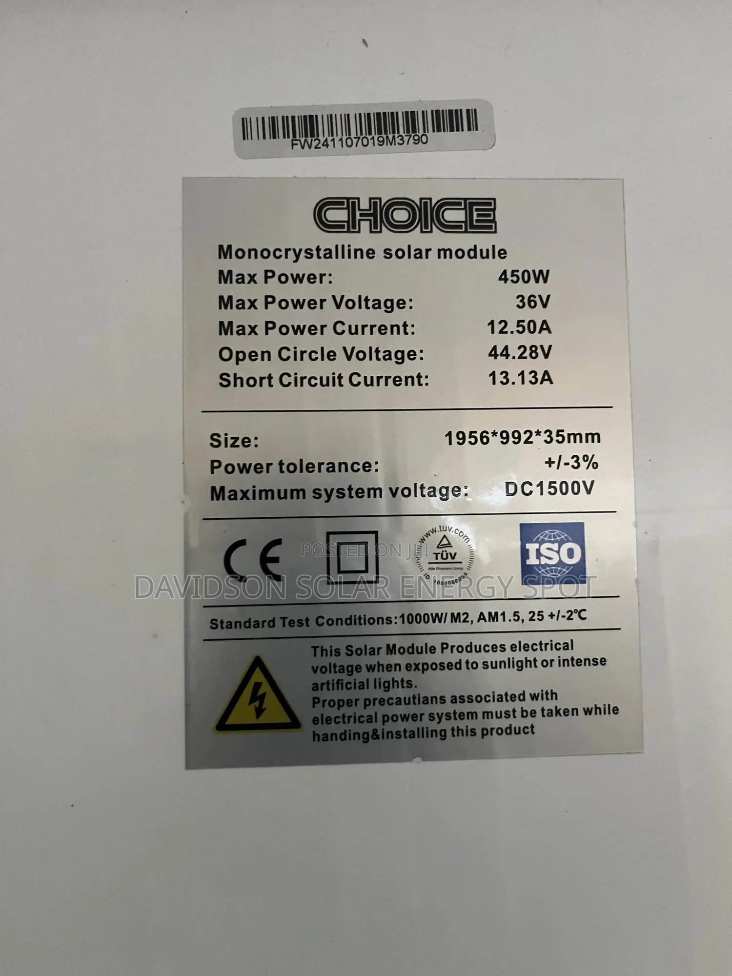450watt Choice Solar Panel