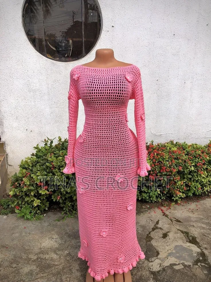 Crochet Mesh Maxi Gown