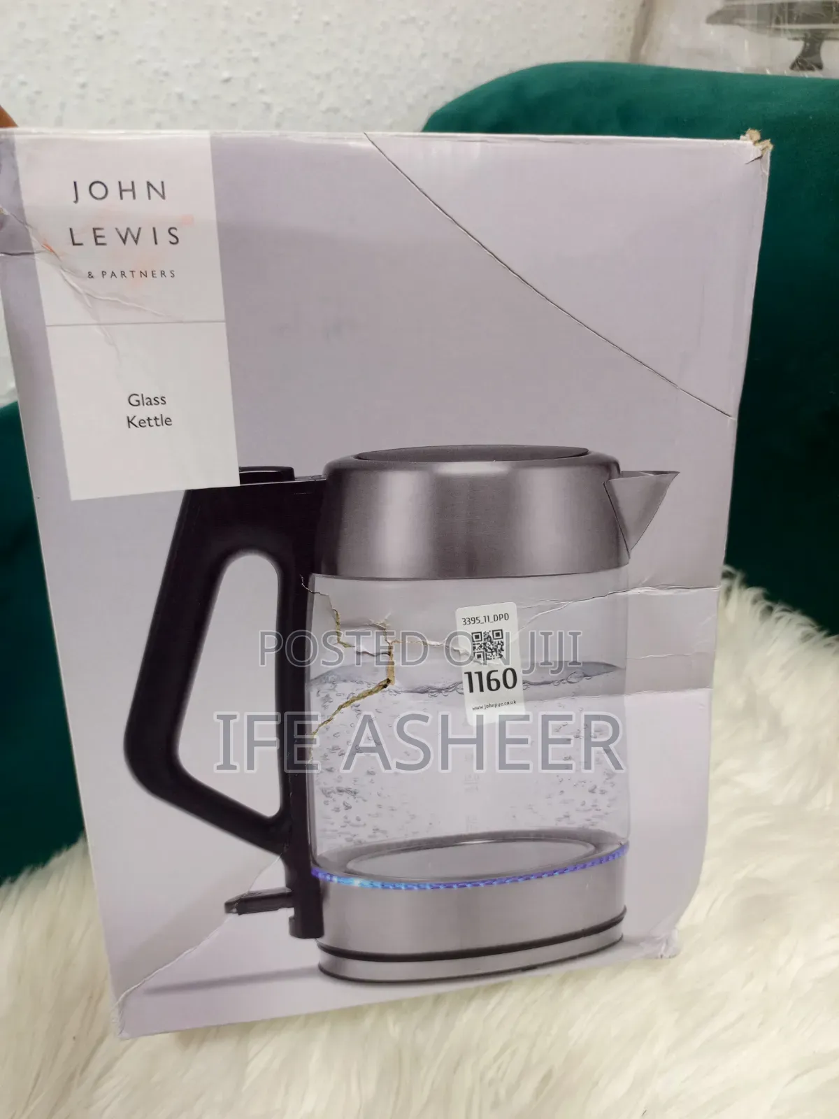 U.K Fairly Used John Lewis Glass Kettle