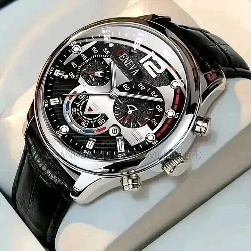 Men Classy Simple Quartz Leather Belt Calendar Wristwatch