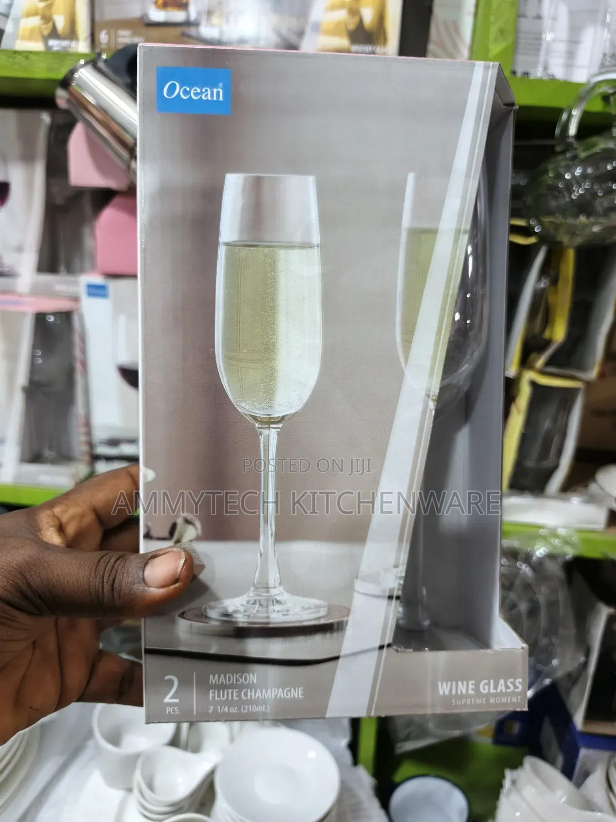 2pcs Madison Flute Champagne Ocean Glass