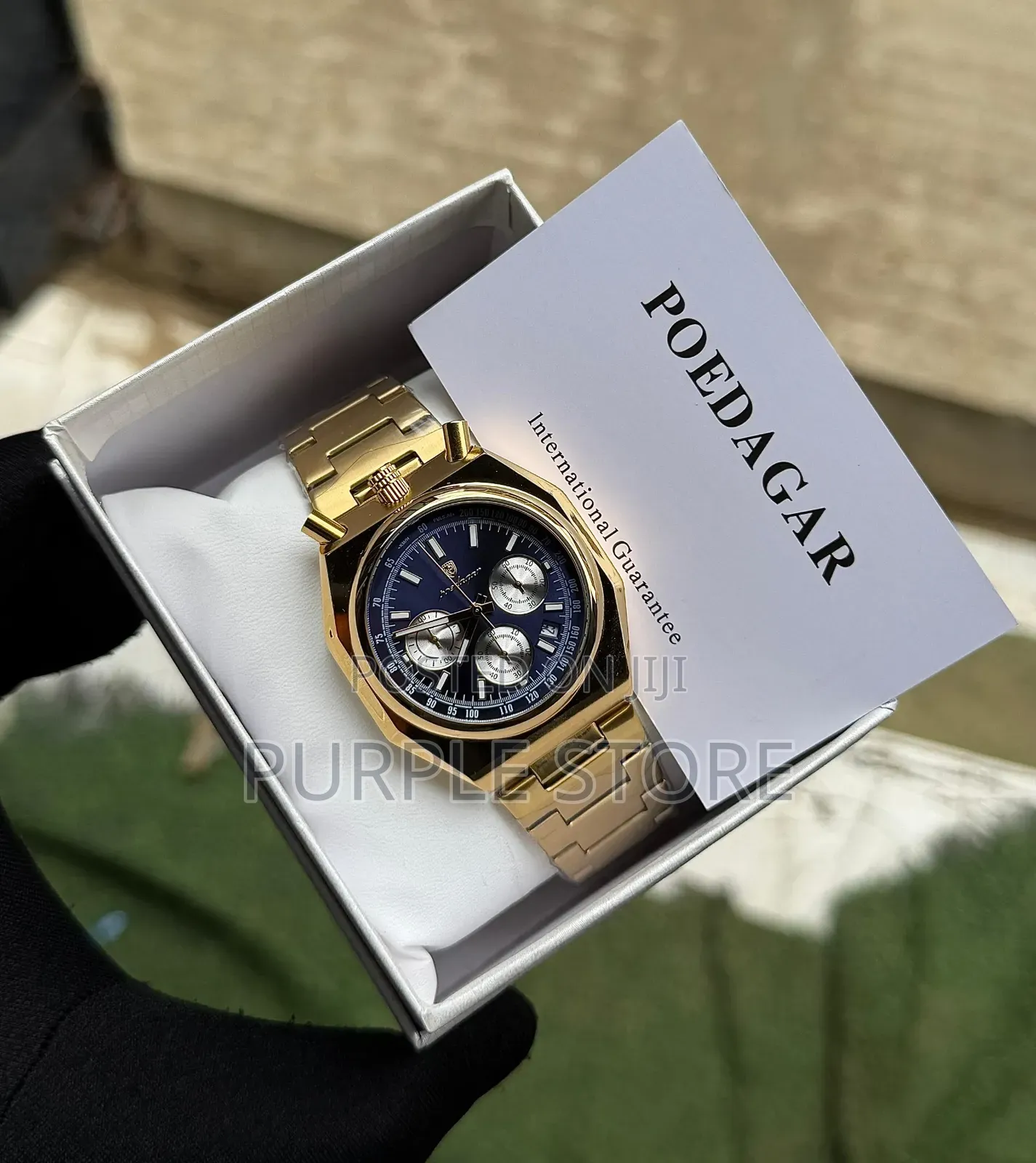 Functional Chronograph Poedagar Watches in Gold and Silver Chain Strap