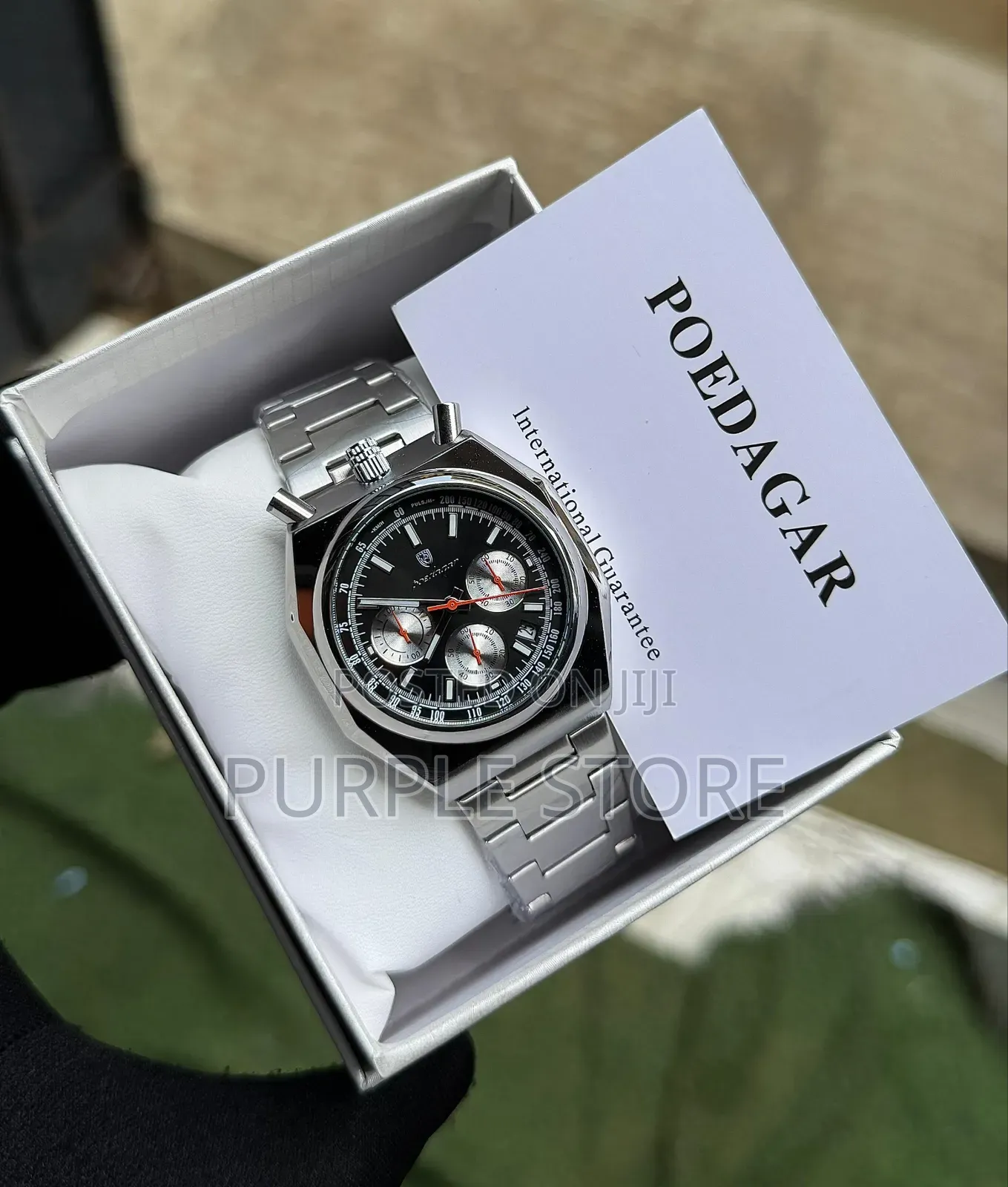 Functional Chronograph Poedagar Watches in Gold and Silver Chain Strap