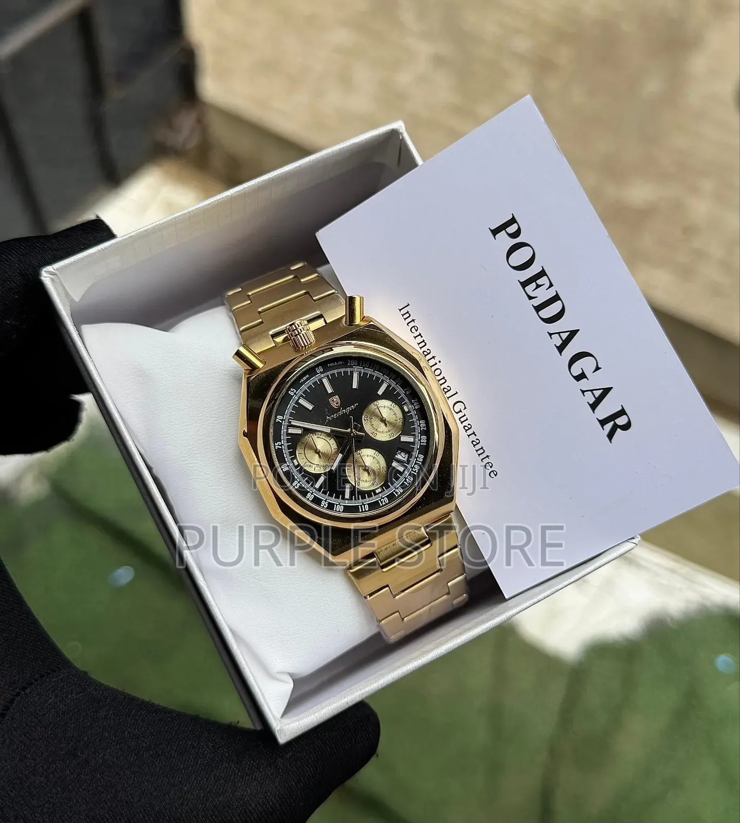 Functional Chronograph Poedagar Watches in Gold and Silver Chain Strap