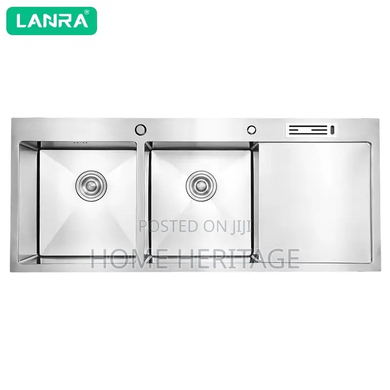 Double Bowl Single Tray Kitchen Sink – 120×50cm
