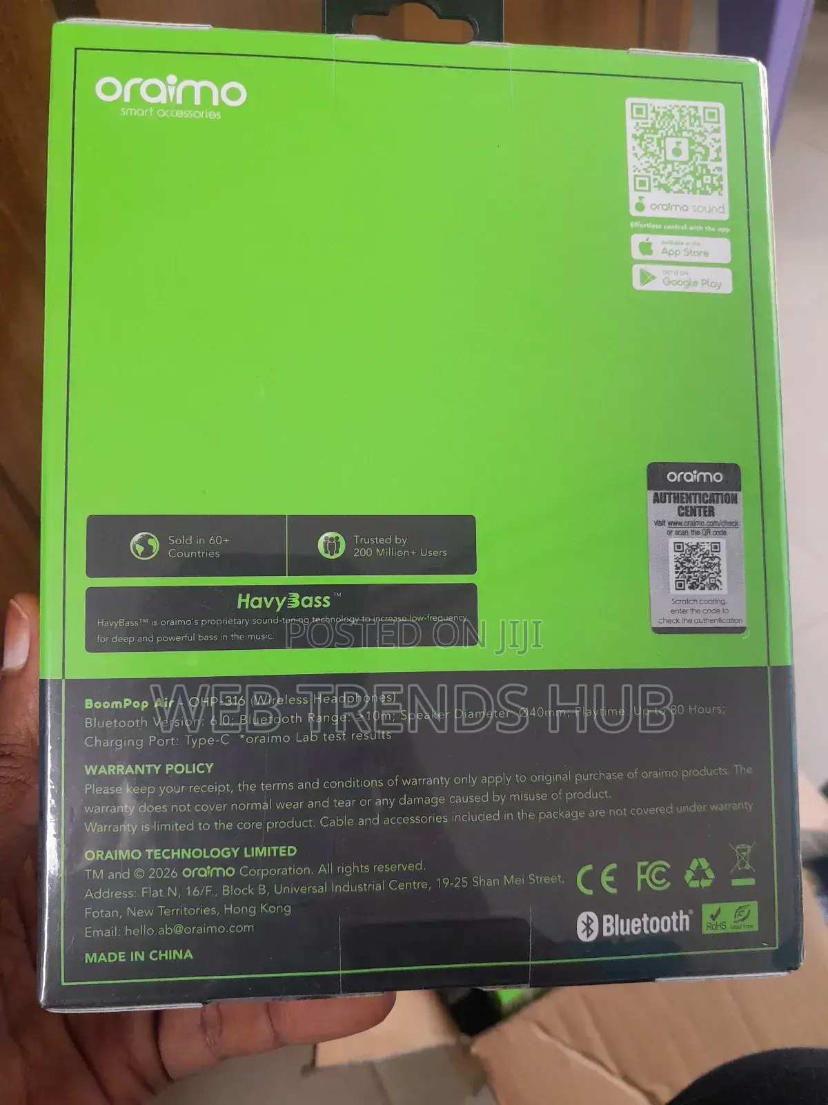 Oraimo Boompop Air (Ohp-316) Wireless Headphones