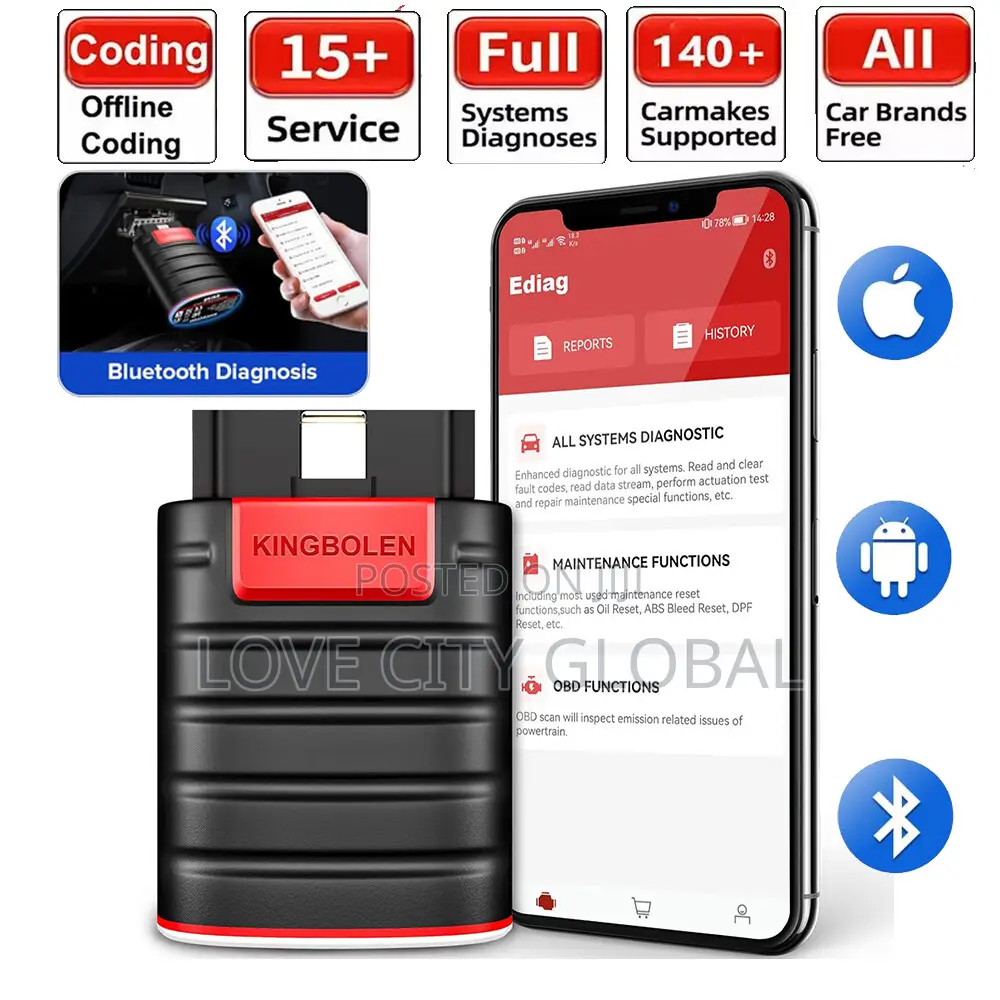 Kingbolen Ediag Obd2 Car Bluetooth Scanner Full Diagnostic 15 Reset