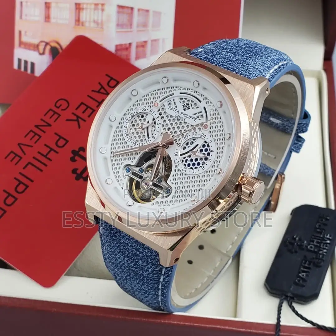 Automatic Engine Luxury Patek Philippe Leather Wristwatch