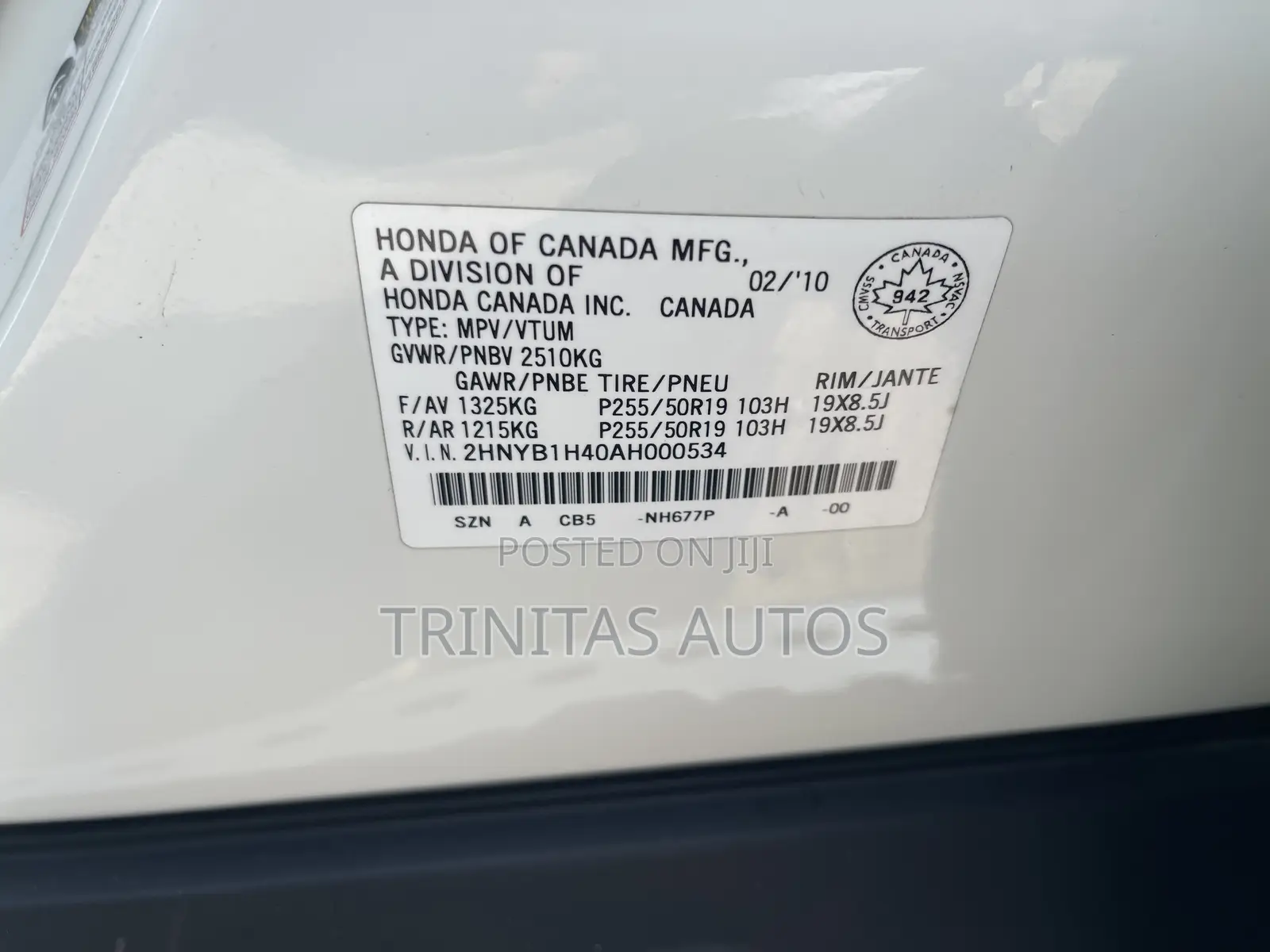 Acura ZDX Base AWD 2010 White