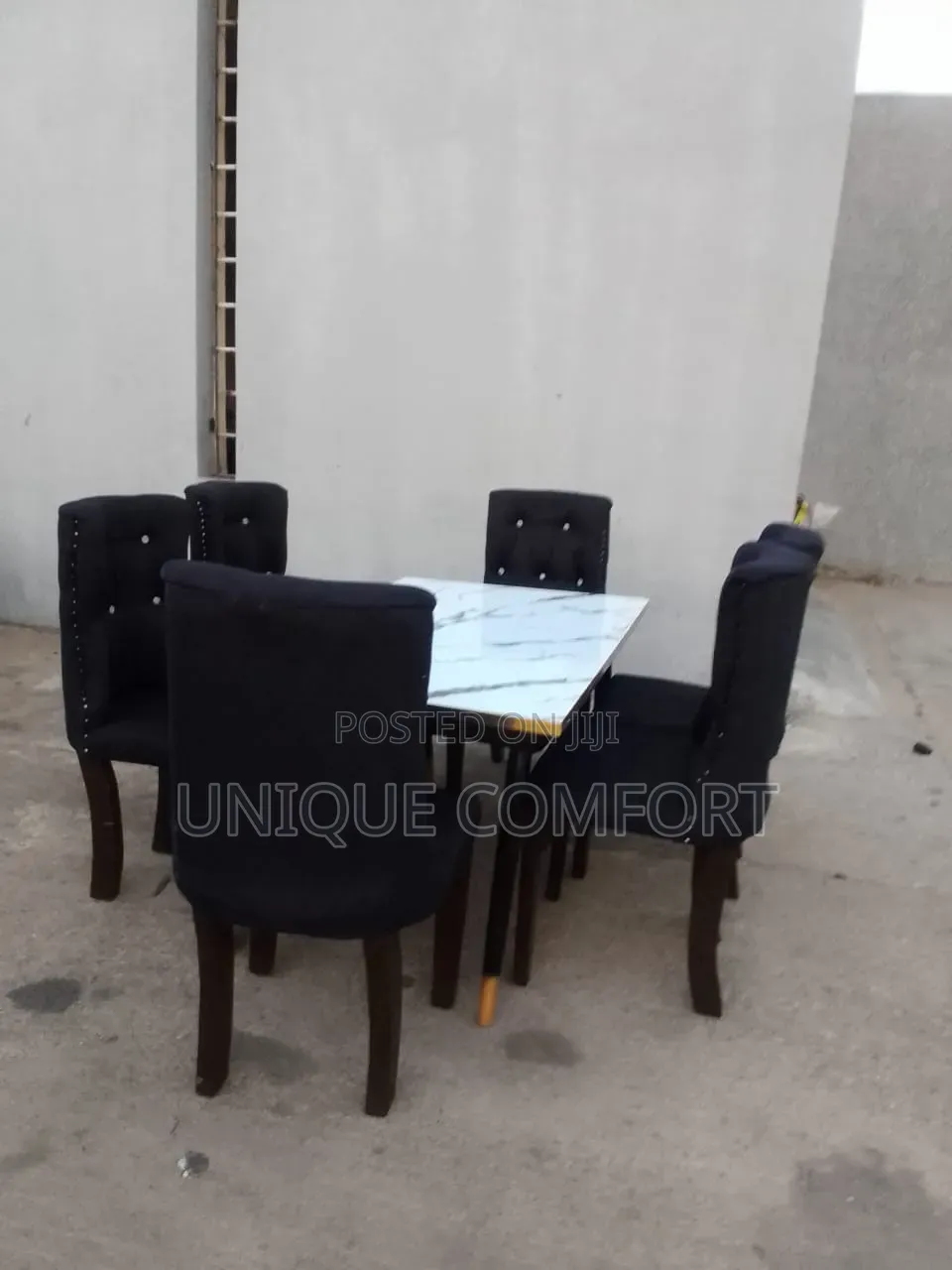 Brand New 6 Seaters Faux Marble Dinning Table With Sturdy Chairs