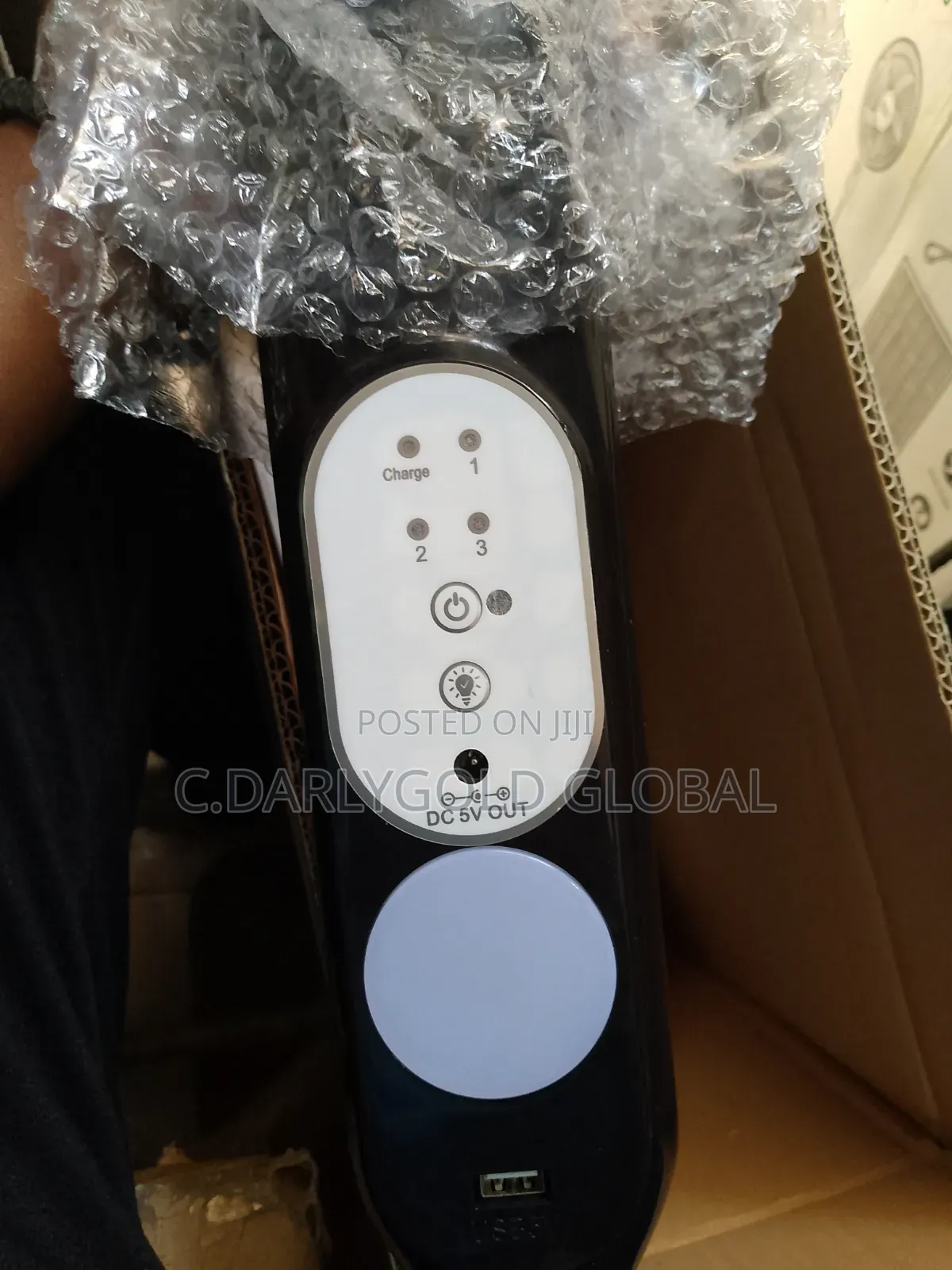 Solar 16inches Black Rechargeable Fan