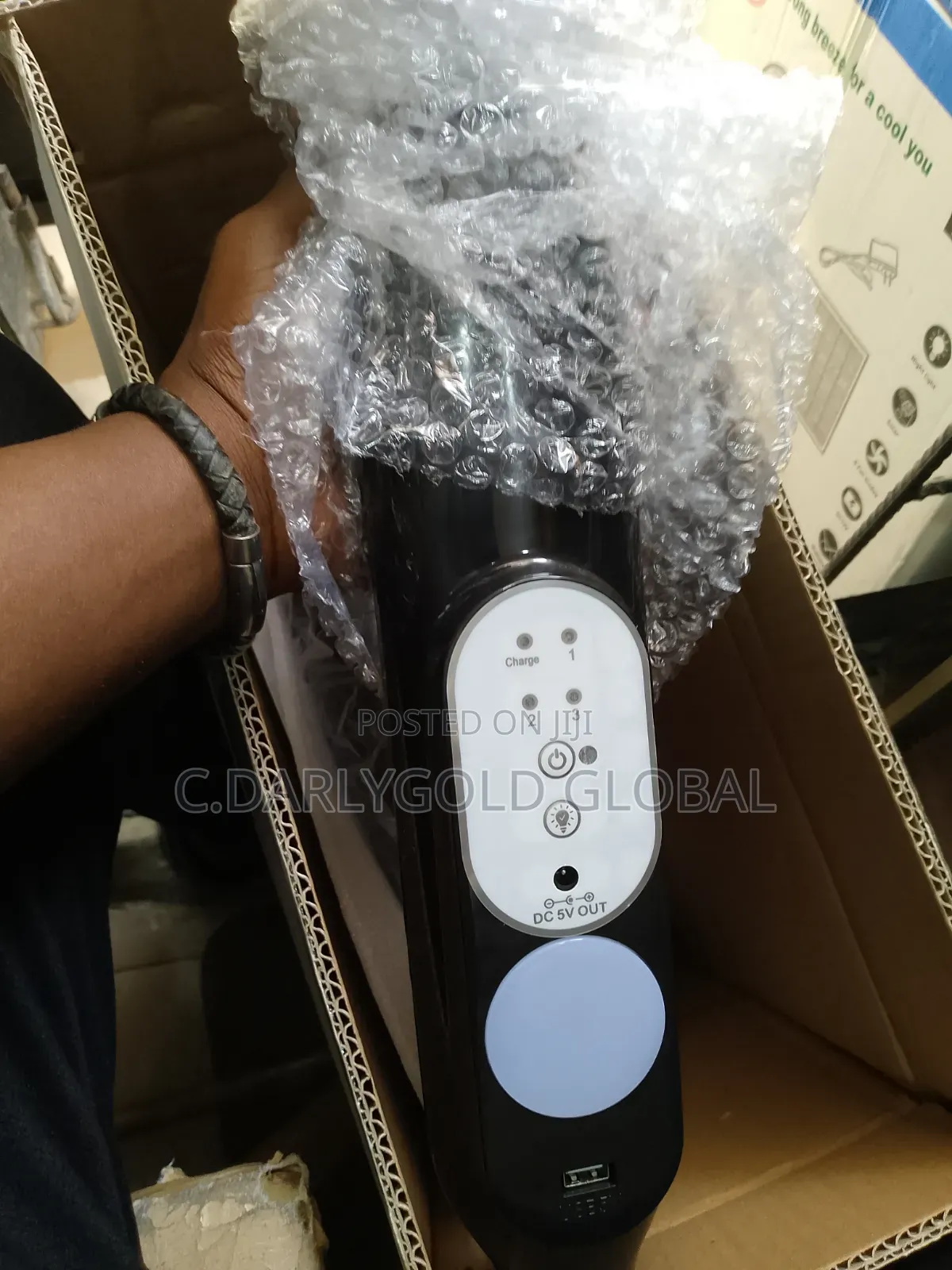 Solar 16inches Black Rechargeable Fan