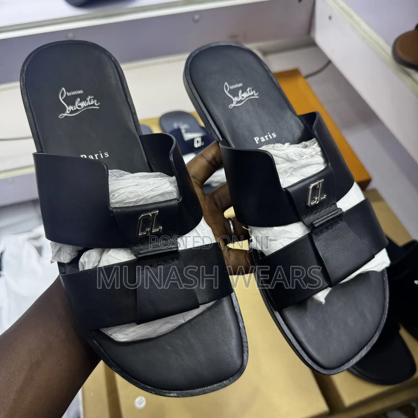 Christian Loubotin Leather Slipers Cover 43-47 Available