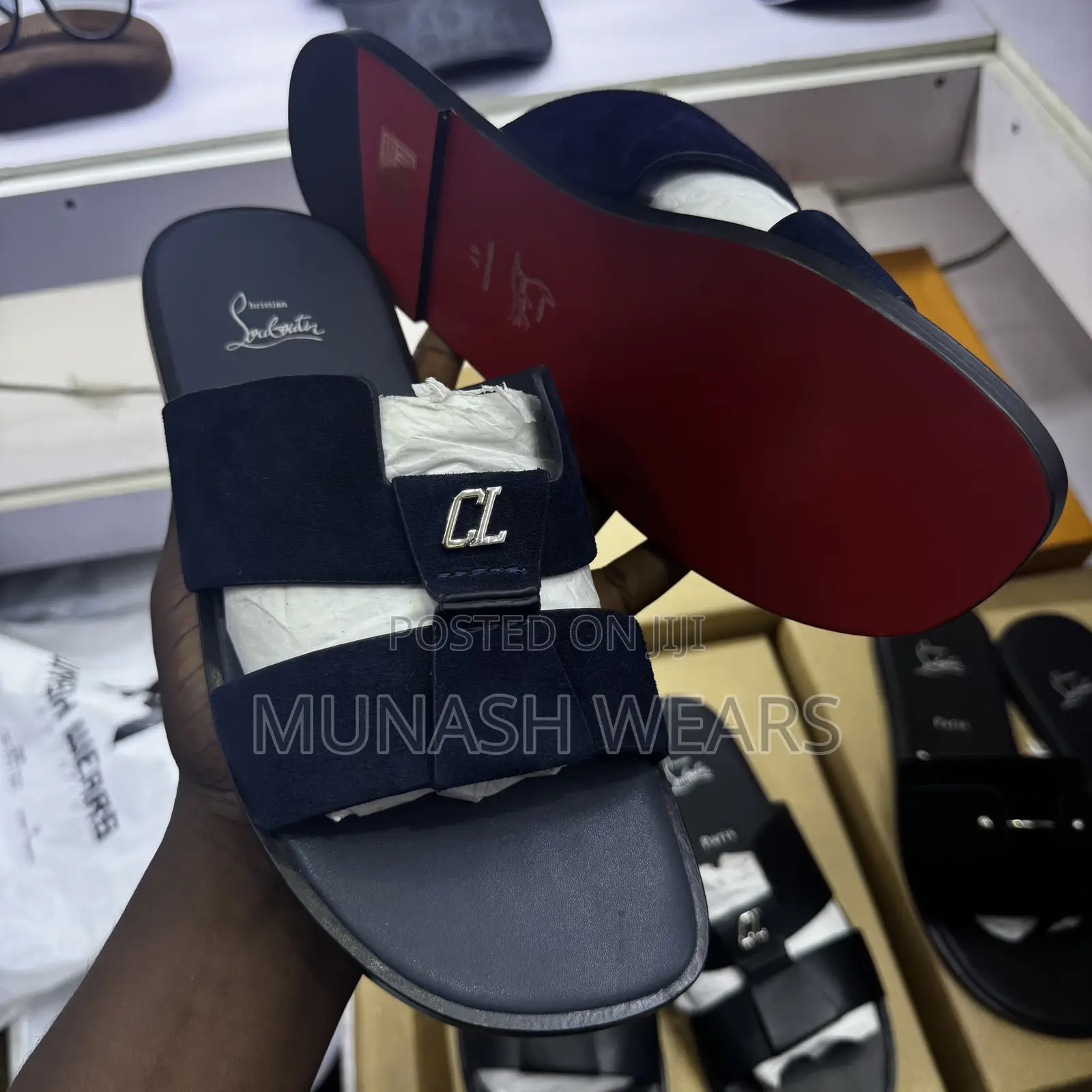 Christian Loubotin Leather Slipers Cover 43-47 Available