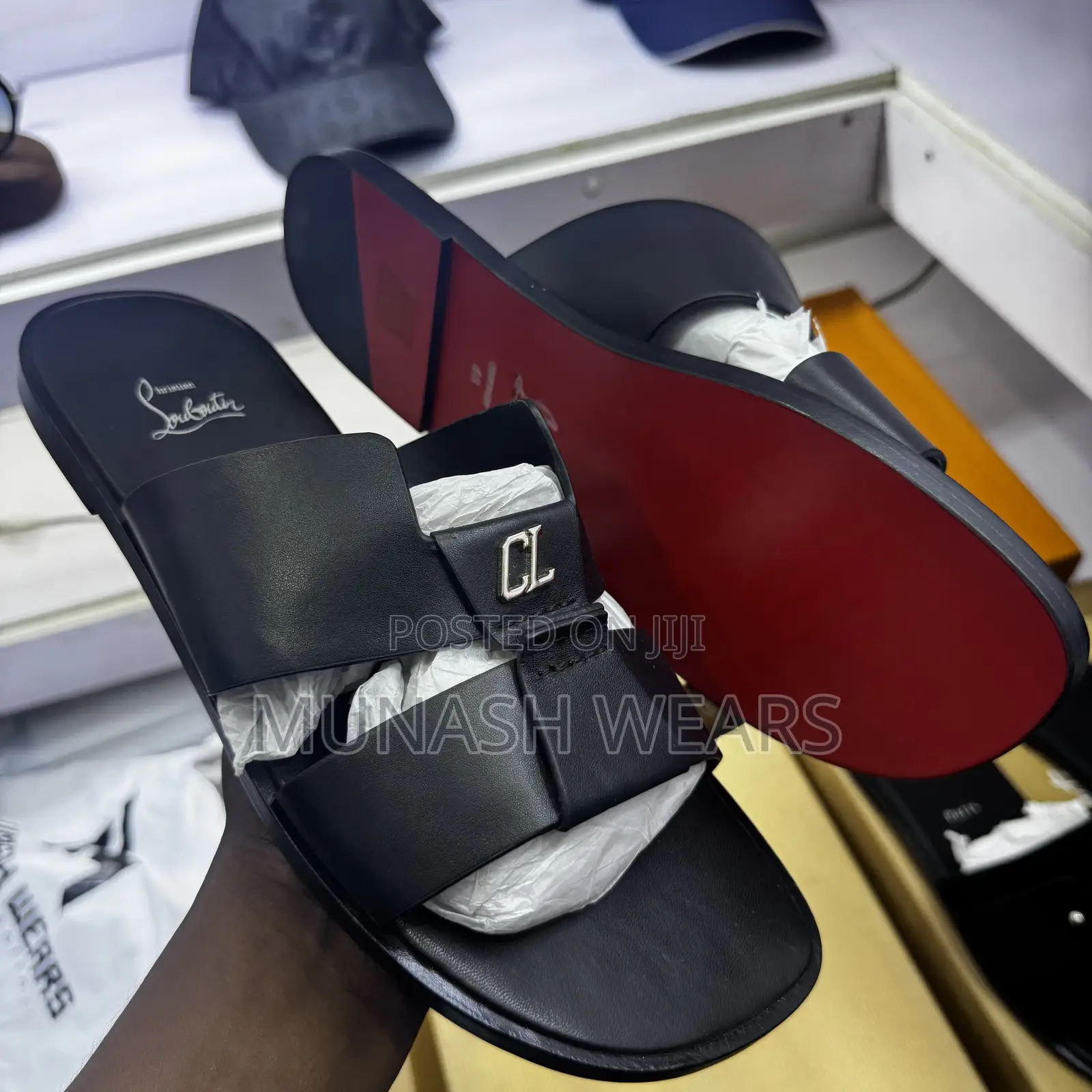 Christian Loubotin Leather Slipers Cover 43-47 Available
