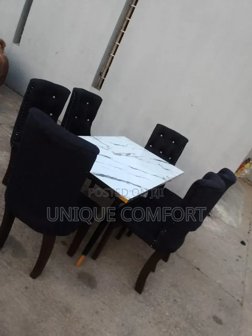 Brand New Top Quality 6 Seaters Faux Marble Dinning Table With Chairs