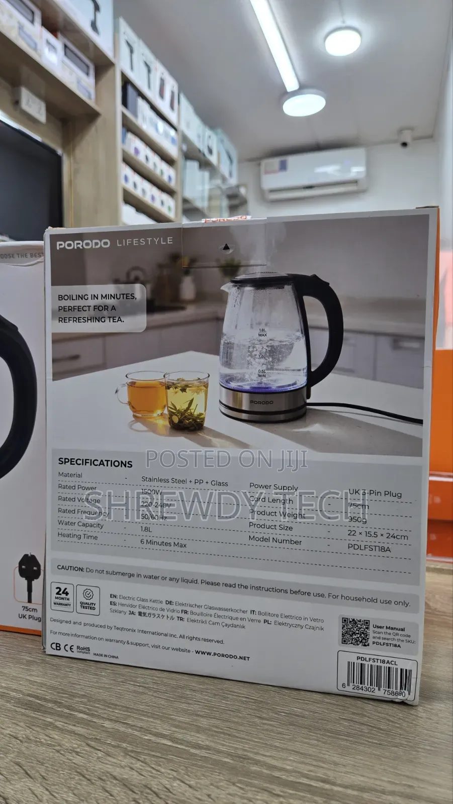 Porodo Pyro T1 Electric Glass Kettle