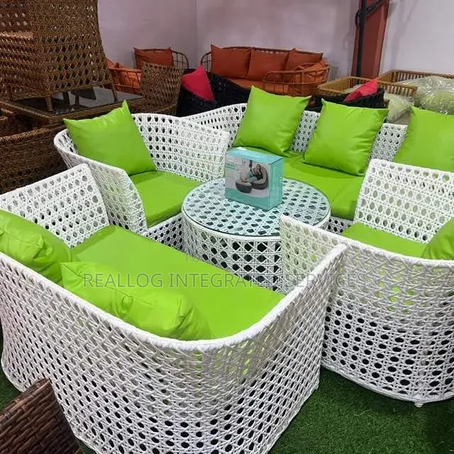 White Rattan Outdoor Chairs Set by 7seater