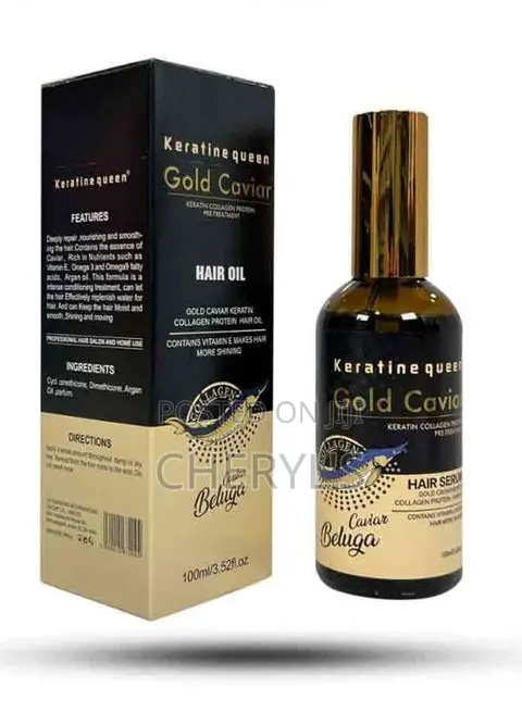 Keratin Queen Gold Caviar Hair Serum, Anti-Dandruff and Anti-Frizz