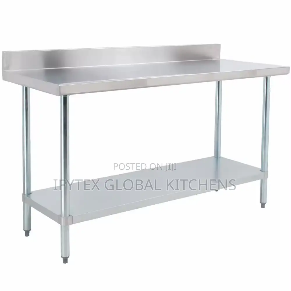 Stainless Steel Commercial Kitchen Prep Working Table With Backsplash