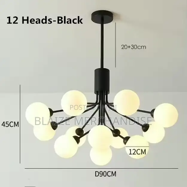 Nordic Glass Ball Chandelier Led Black and Gold Luxury