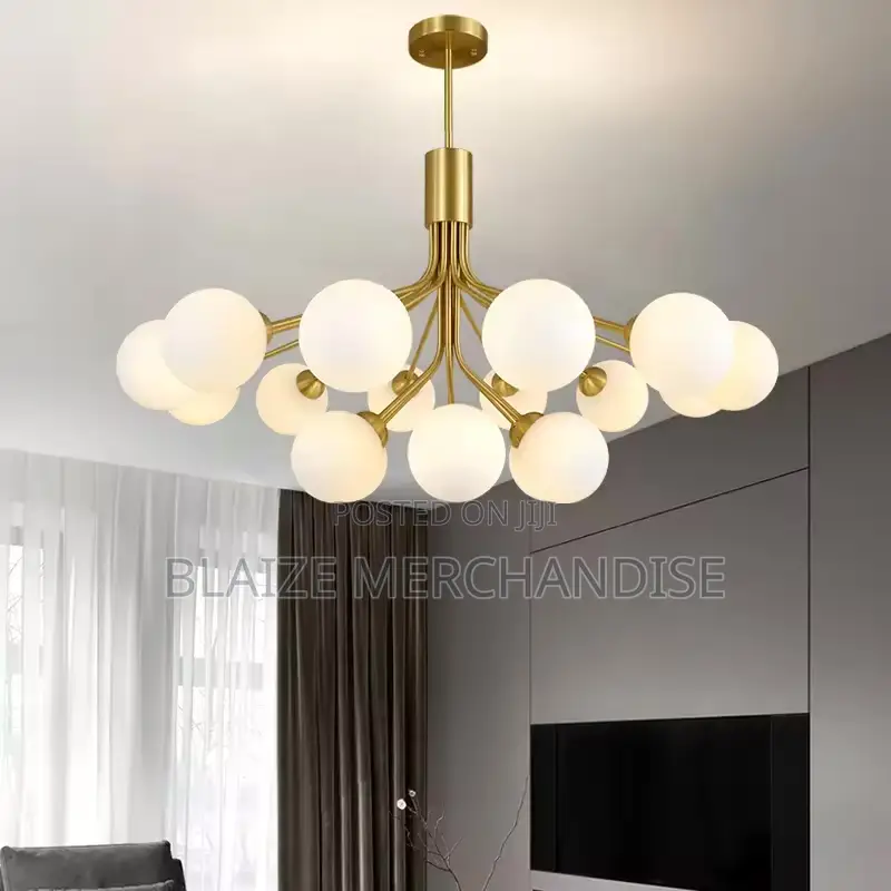 Nordic Glass Ball Chandelier Led Black and Gold Luxury