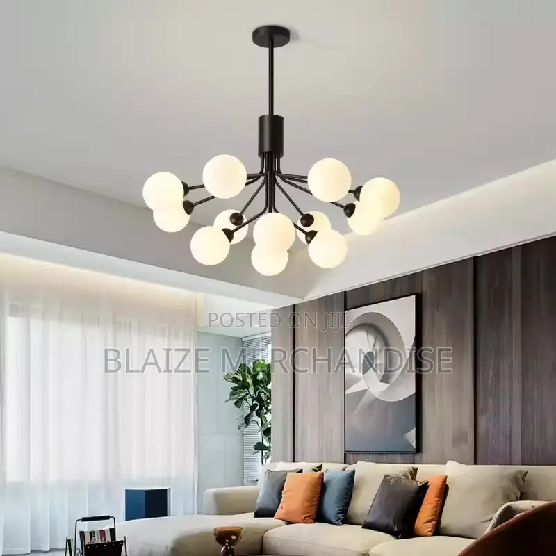 Nordic Glass Ball Chandelier Led Black and Gold Luxury