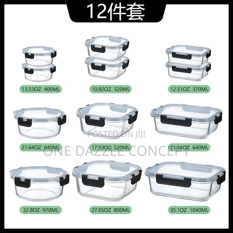12pcs Food Glass Storage Container