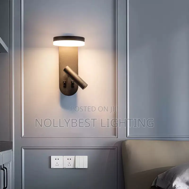 Bedroom Bedside Room Wall Lamp With Switch Rotatable Sport Light Model