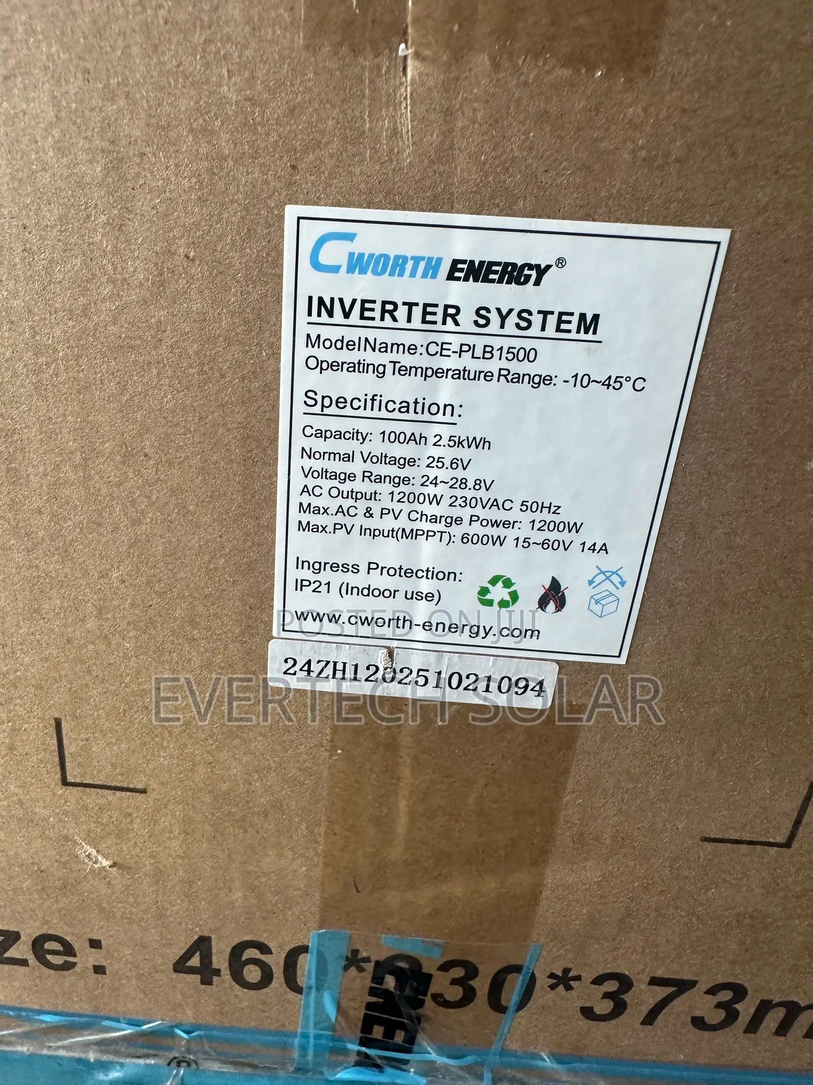 Cworth 1.2kva and 2.5kwhs All in One Power Solar System