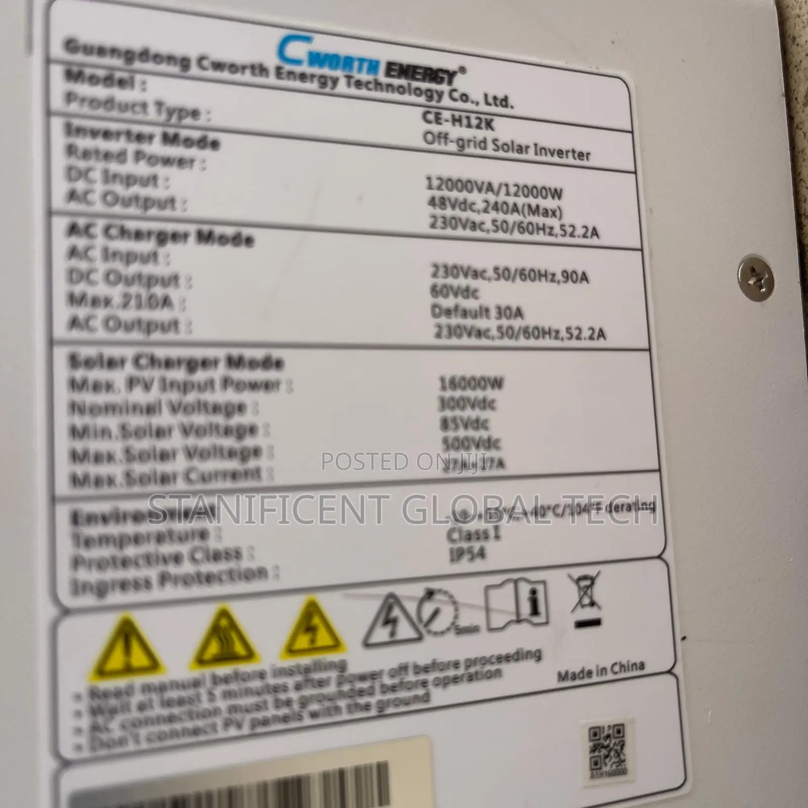 Cworth Energy 12kva/1200w/48v Hybrid Inverter (Built-in Mppt: 6000w)