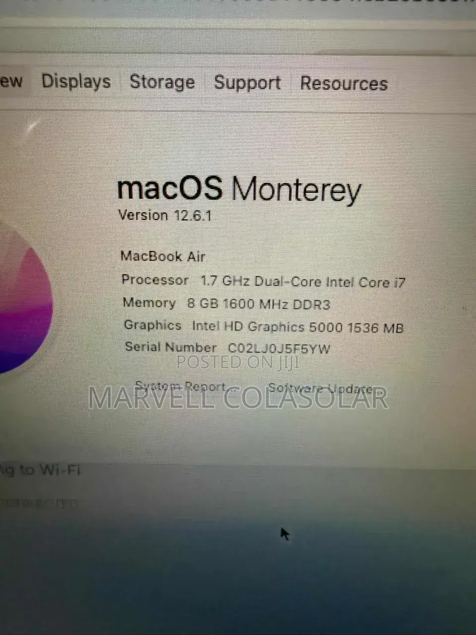 New Laptop Apple MacBook Air 8GB Intel Core i7 SSD 128GB