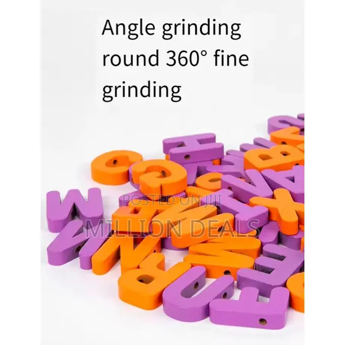 Wooden Alphabet Spelling Set Letter Threading Rope