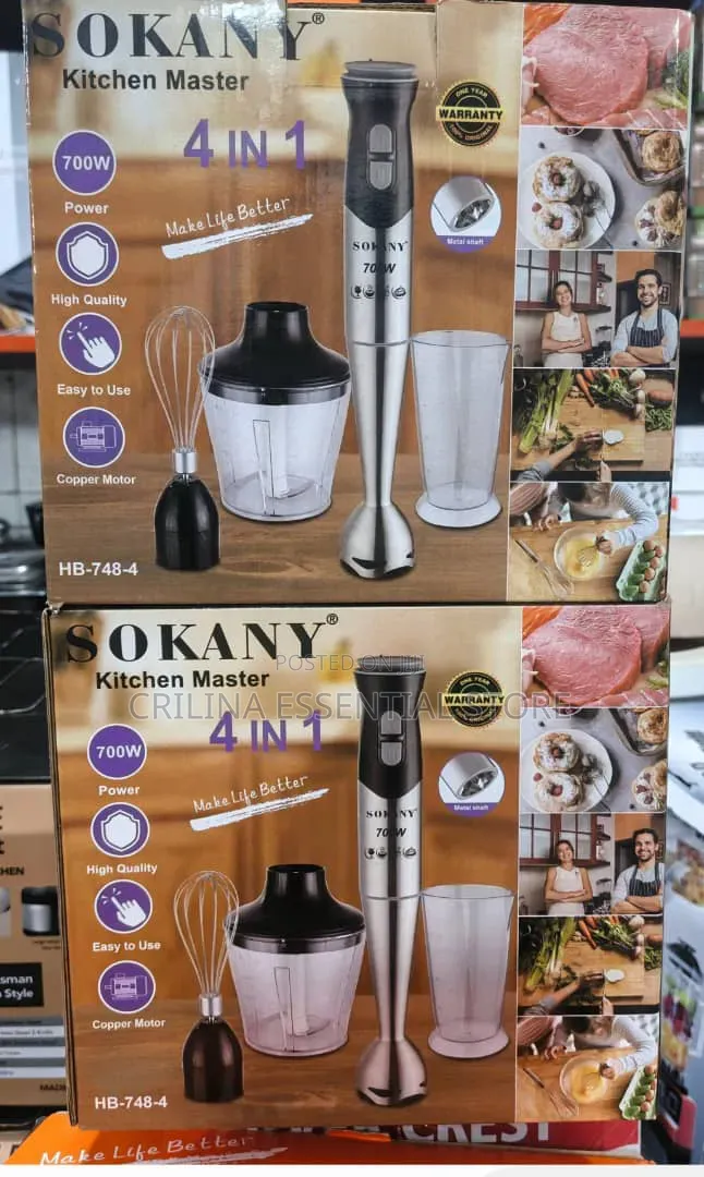 Sokany 4-in-1 Hand Blender With 1000w Power and Stainless Steel Shaft