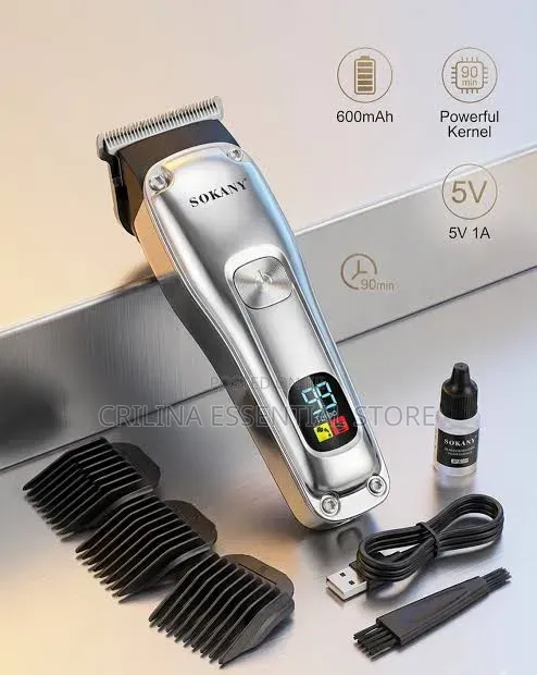 Sokany Professional Hair Clipper, Digital Led Display, 600mah Battery