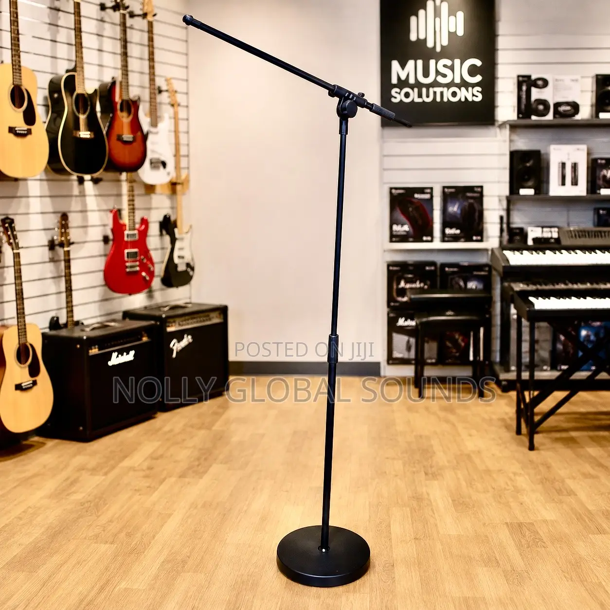 Adjustable Arm Round Base Microphone Boom Stand (Black 4 Musician, Etc