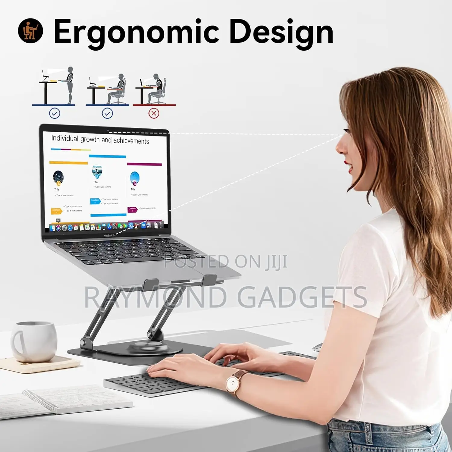 Adjustable Laptop Stand – Rotating Ergonomic Riser