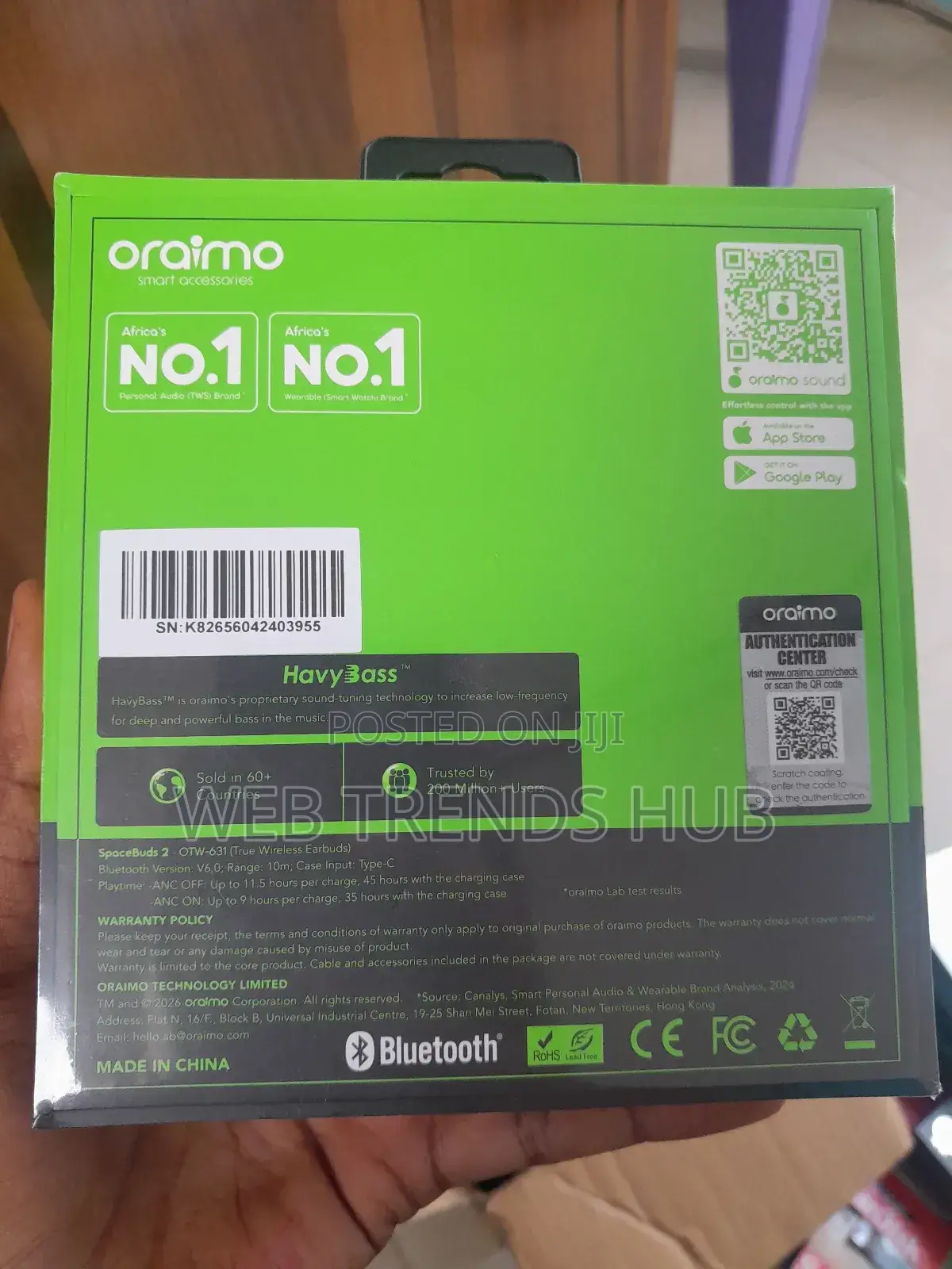 Oraimo Spacebuds 2 (Otw-631) - 52db Hybrid Anc Earbuds